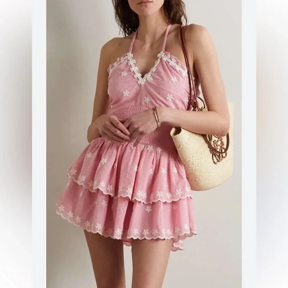 denim halter neck mini dress Dark Wash Halter Neck Pleated Denim Mini Dress